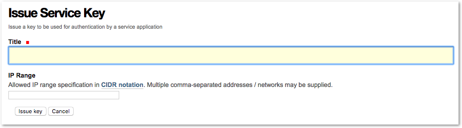 Issue Service Key